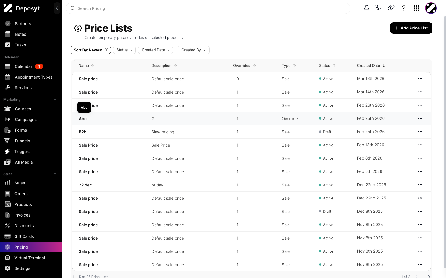 Step 3: Click on a sale price to view more information about it.
