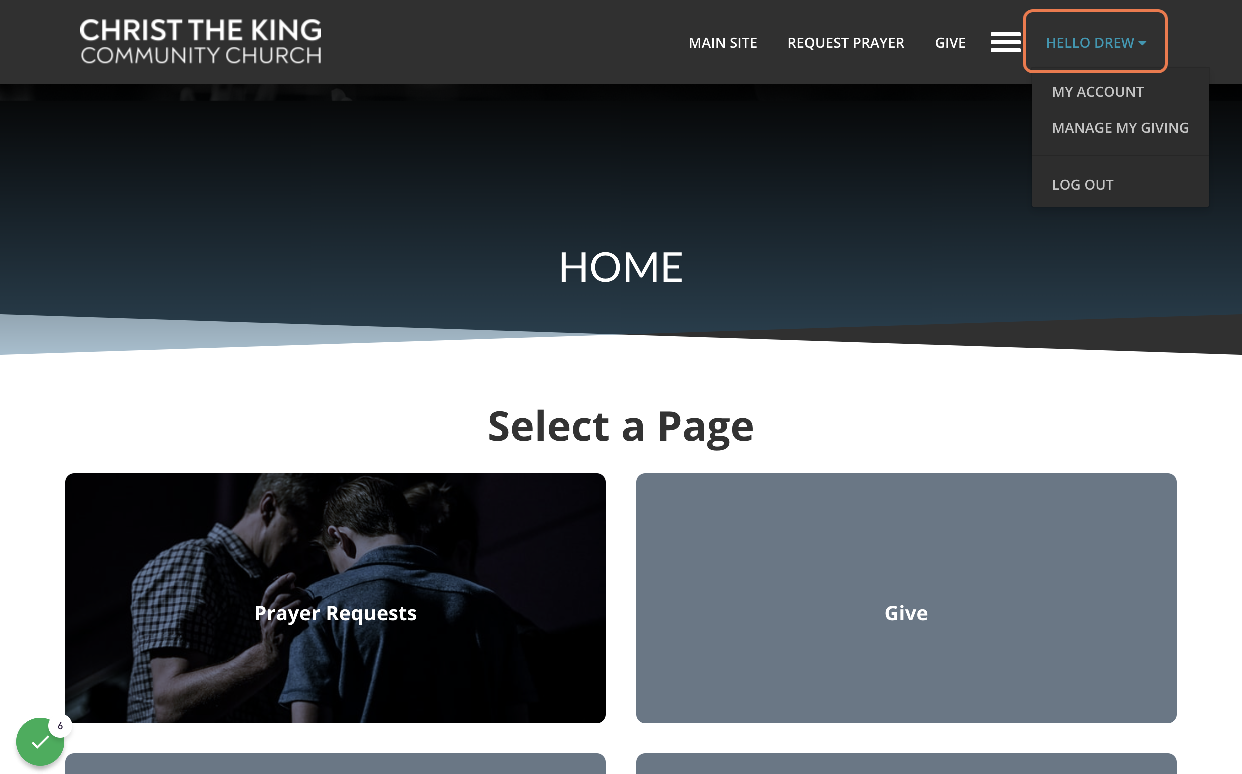 Click on your name in the upper-right-hand corner.