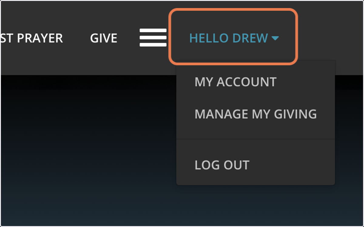 Click on your name in the upper-right-hand corner.