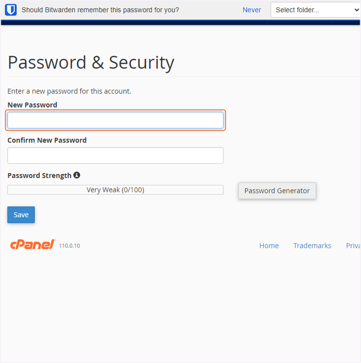 Click on password field and change your password.