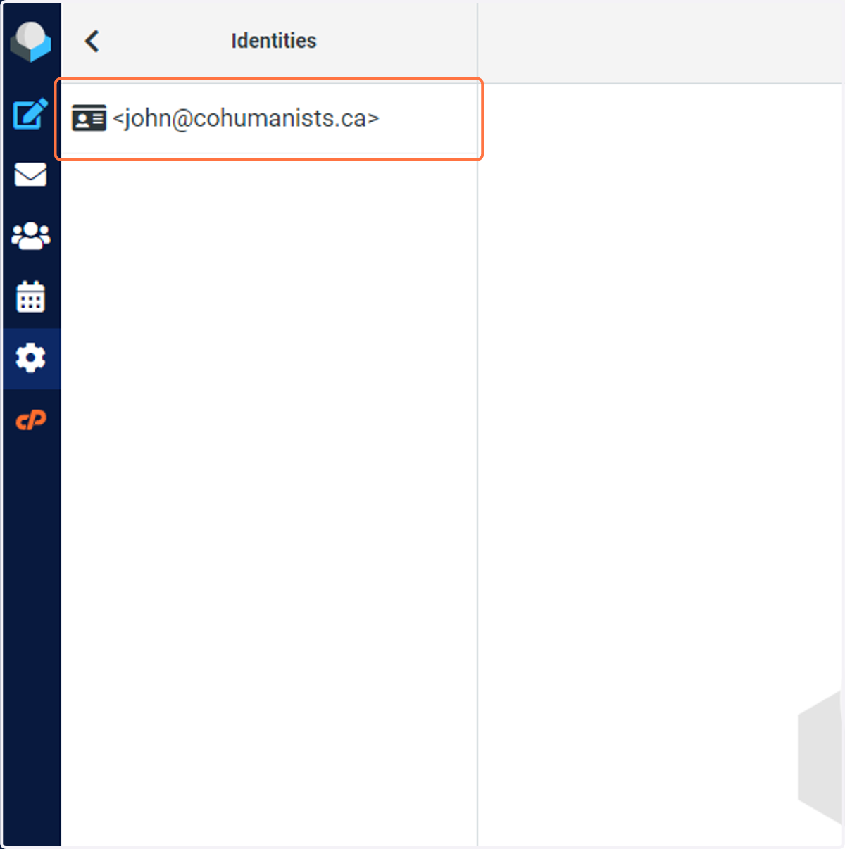 Click on <email@cohumanists.ca> and edit your name for outgoing emails from web.