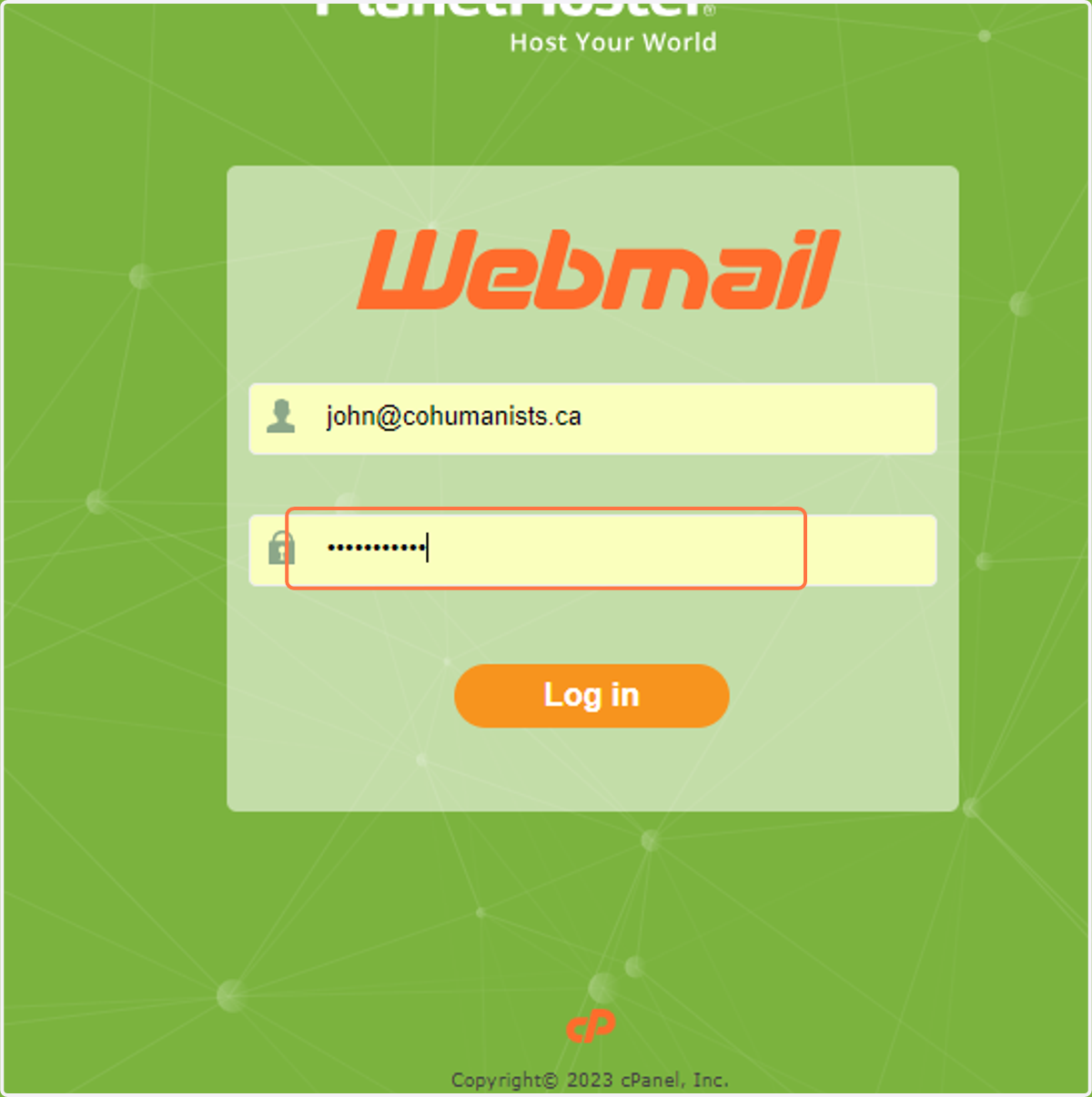 Type in password