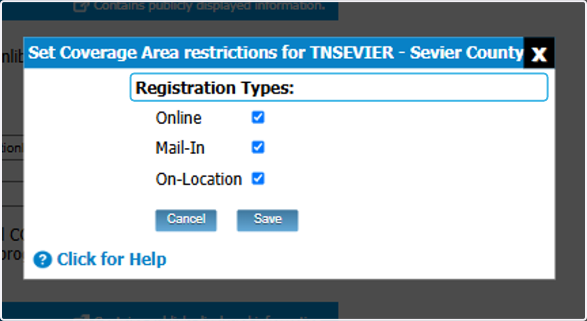 Check the Registration Types you want to offer