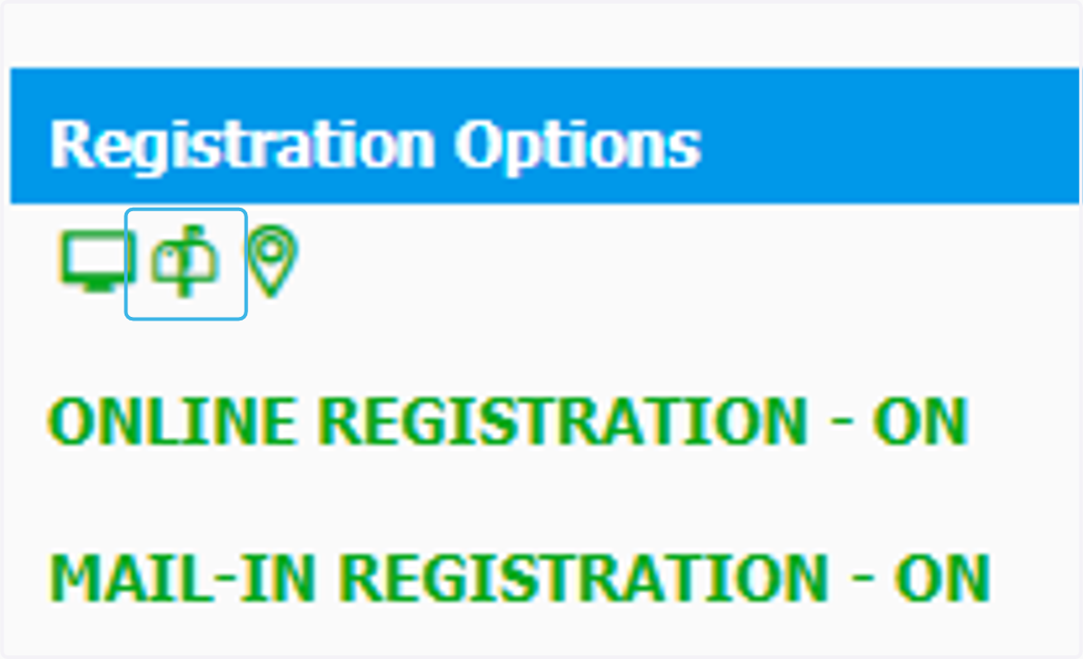 Click on Registration Icons