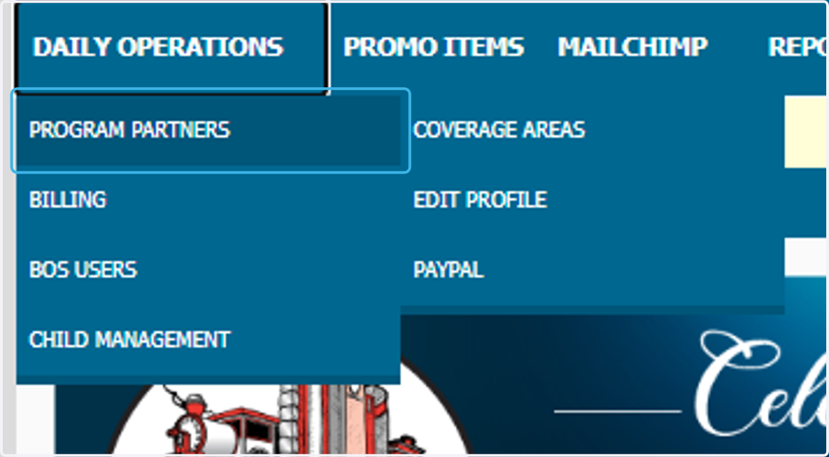 Click on PROGRAM PARTNERS