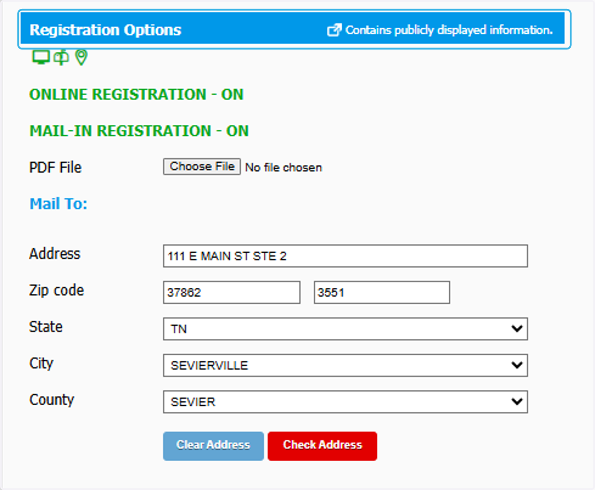 Scroll to Registration Options…