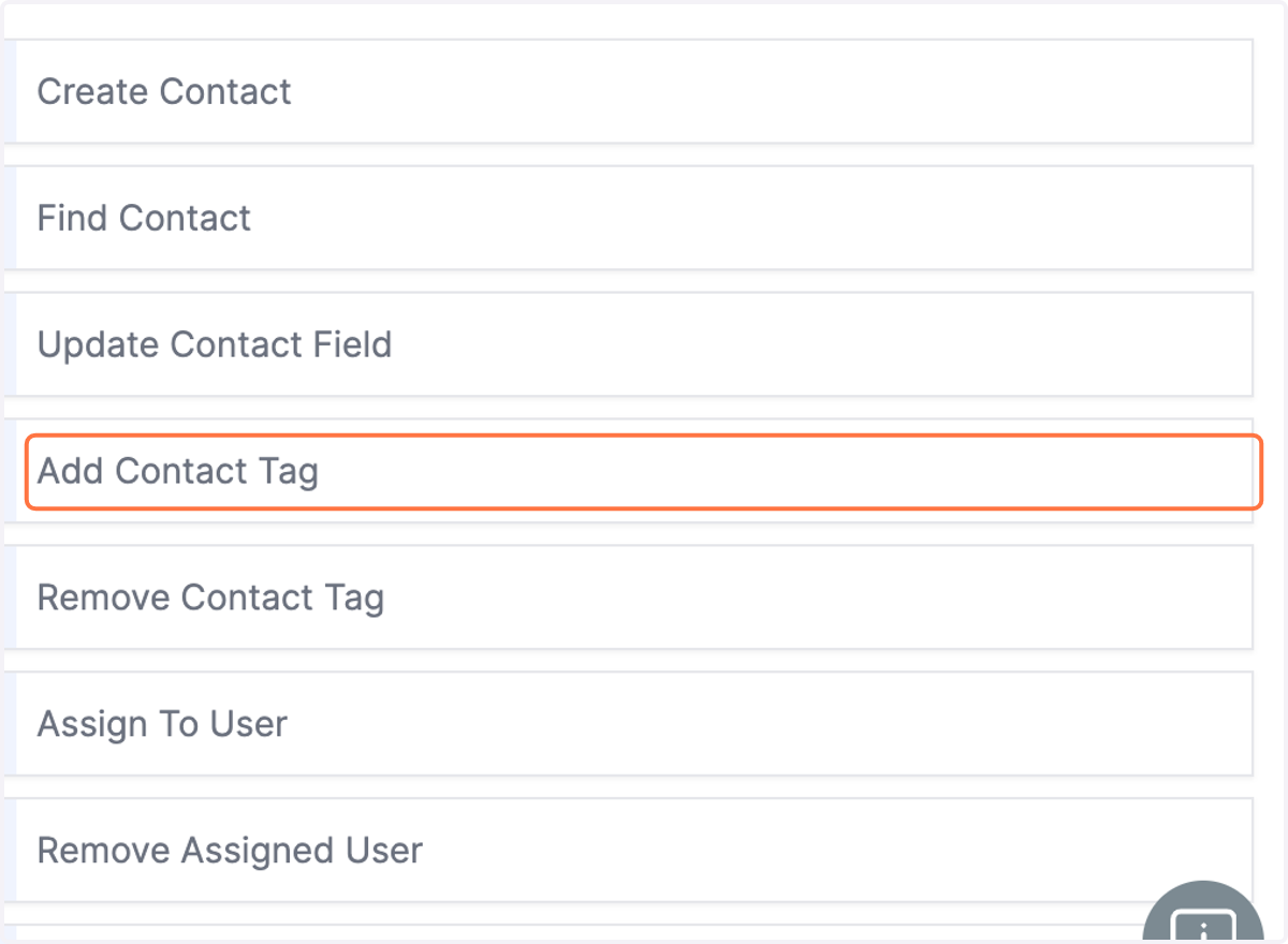 Klik på + Add Action og vælg "Add Contact Tag"