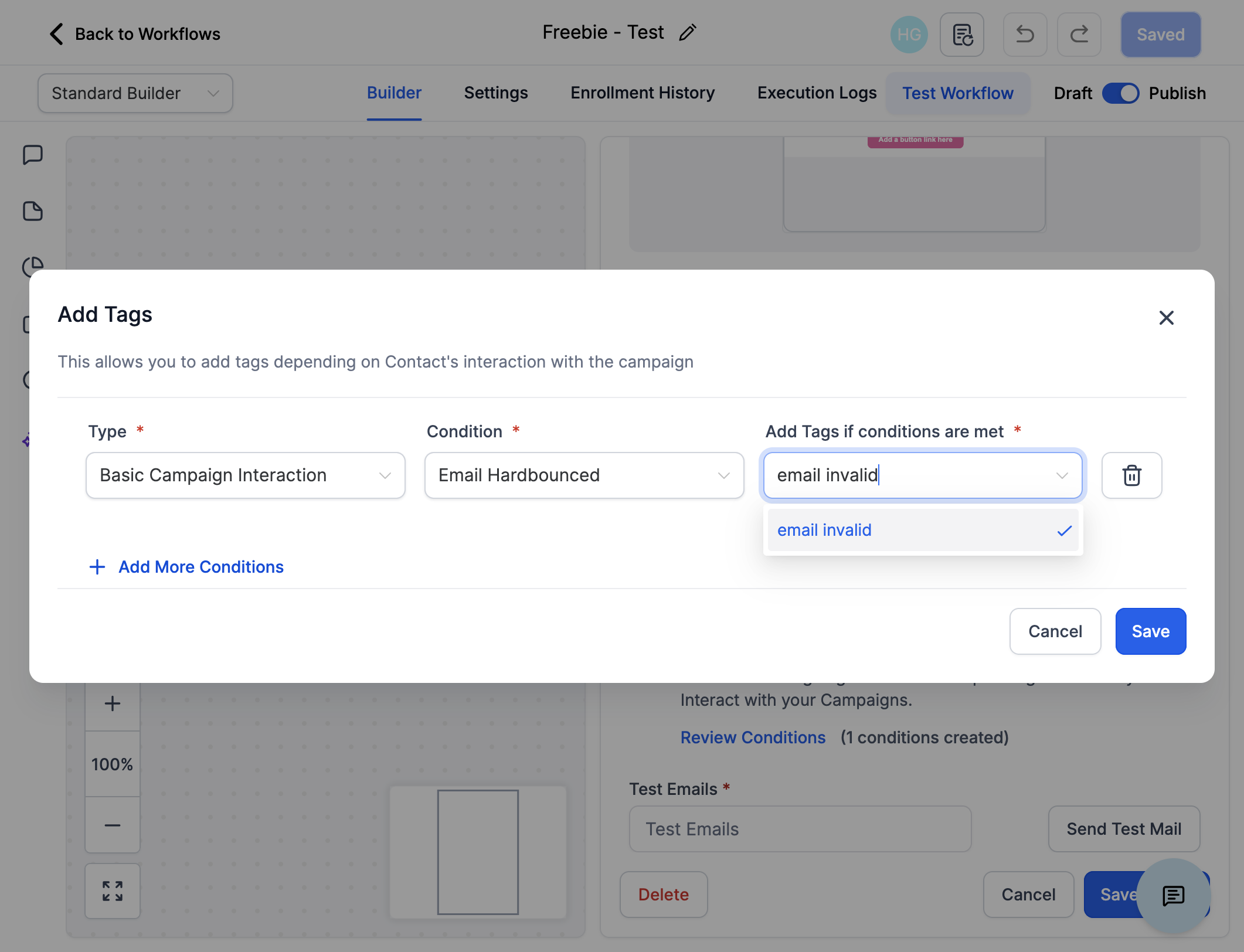 Klik på "Add More Conditions"