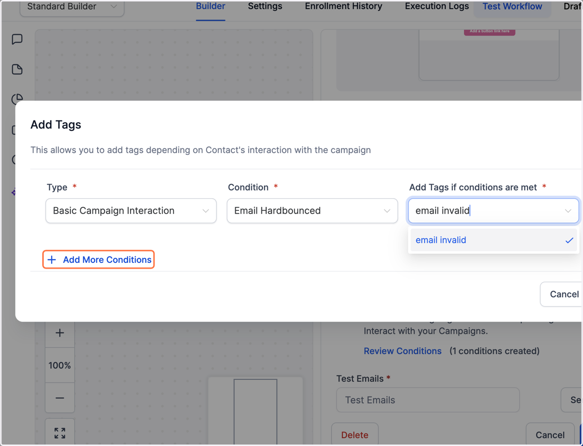 Klik på "Add More Conditions"