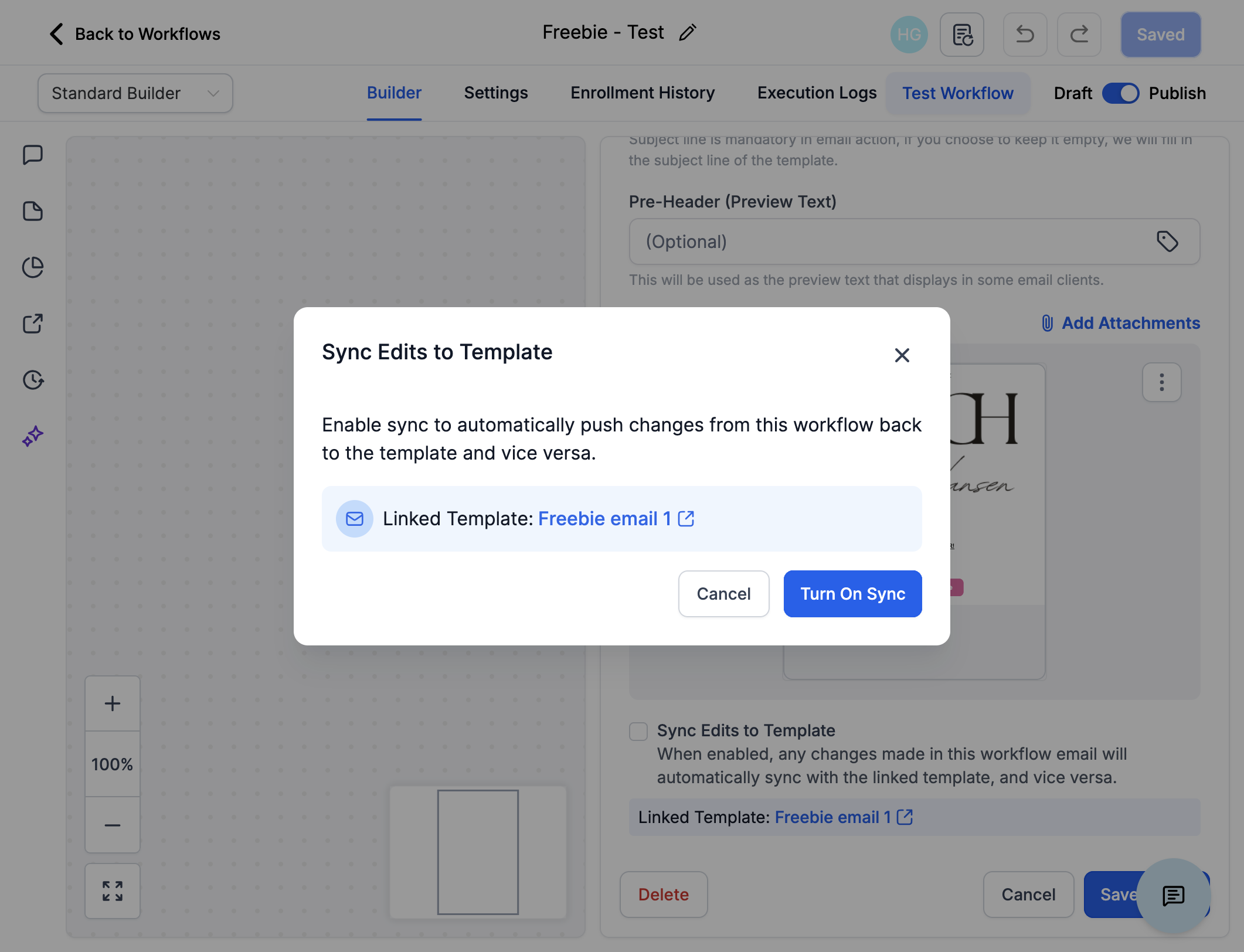 Klik på "Turn On Sync"