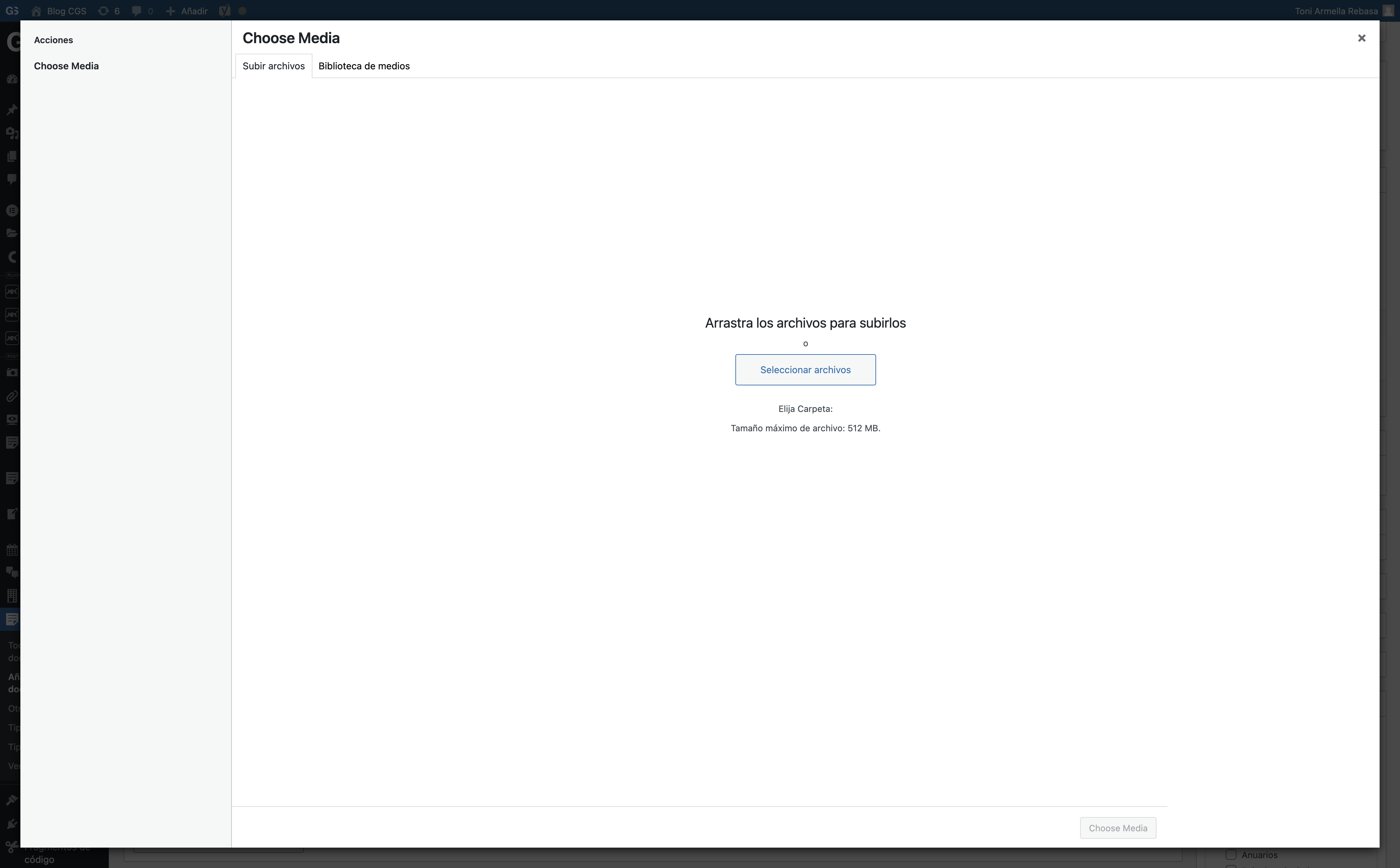 Click en Subir archivos