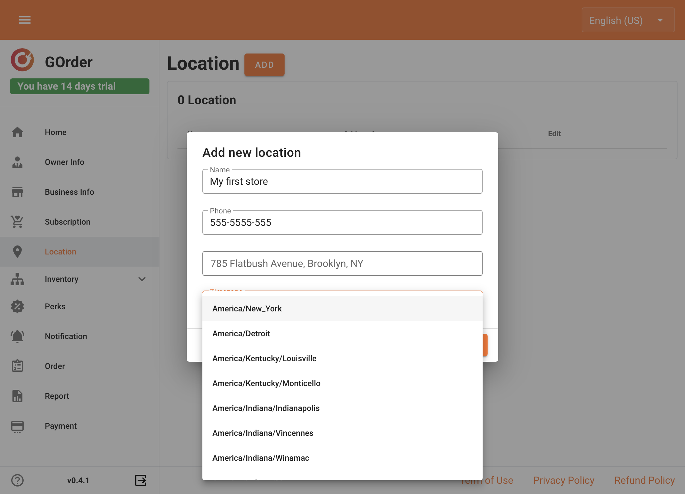 Set your location time zone