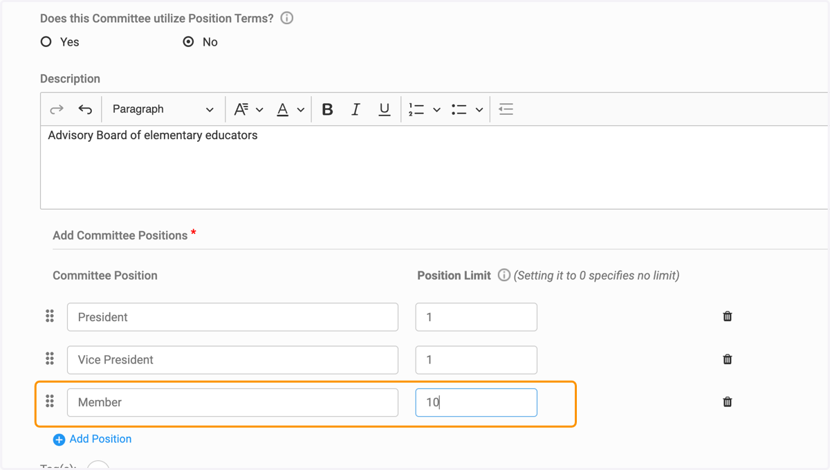 Continue to add positions and position limits