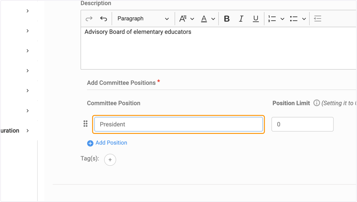 Add Committee Positions