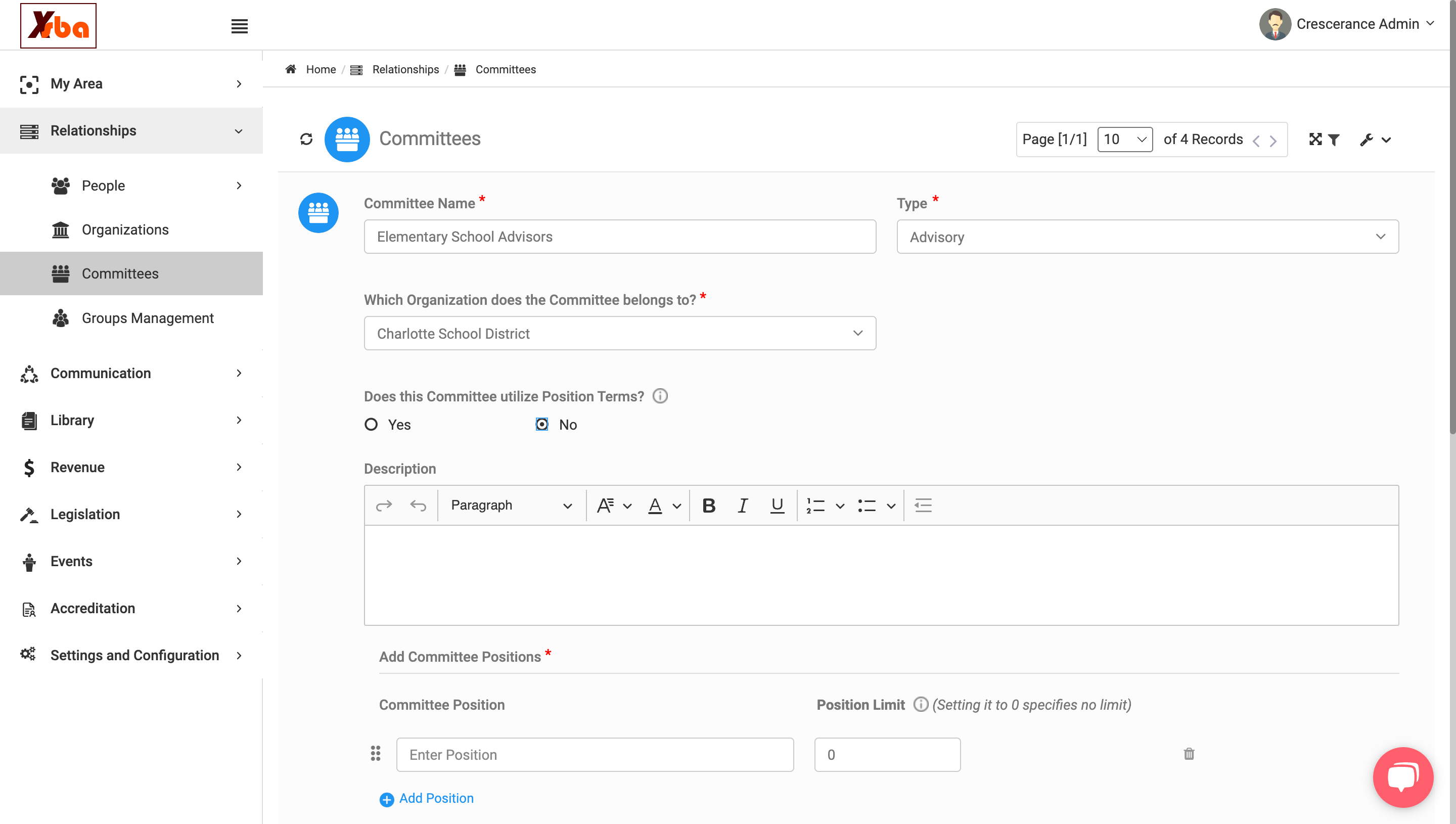 Select yes or no if your committee utilizes term dates