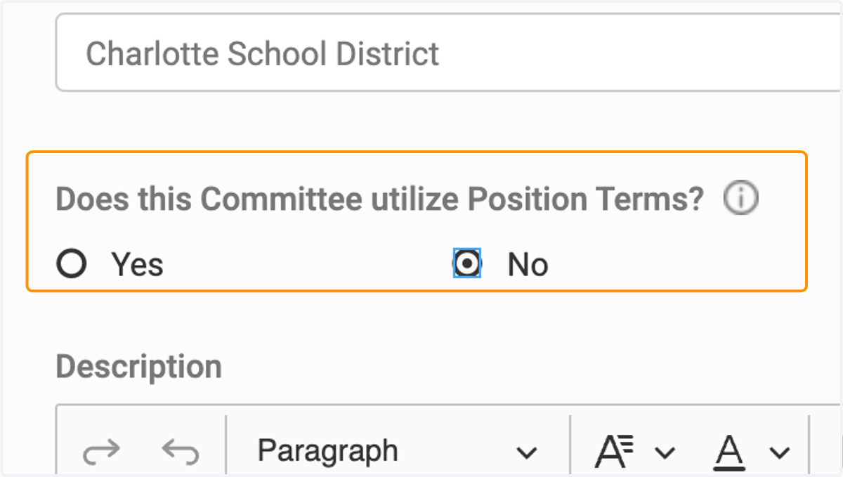 Select yes or no if your committee utilizes term dates