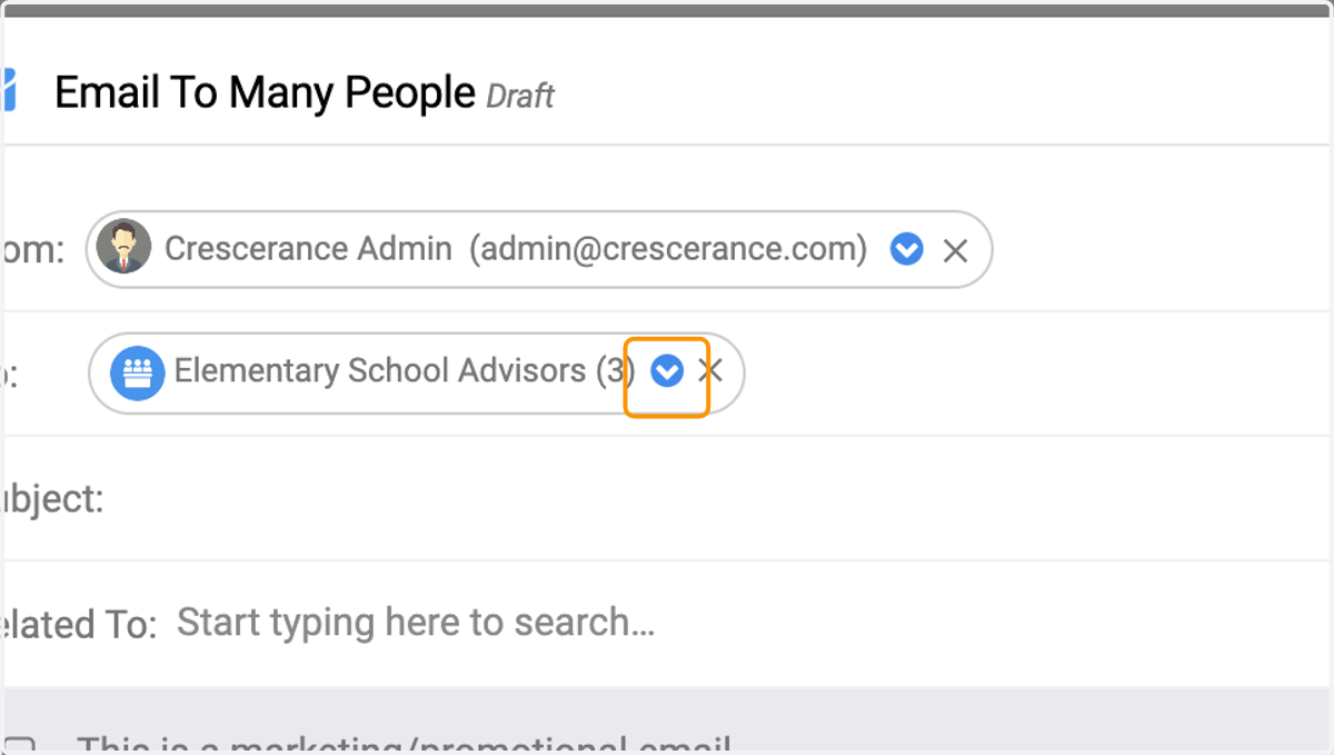 You can click on the drop down arrow to see the members in the committee