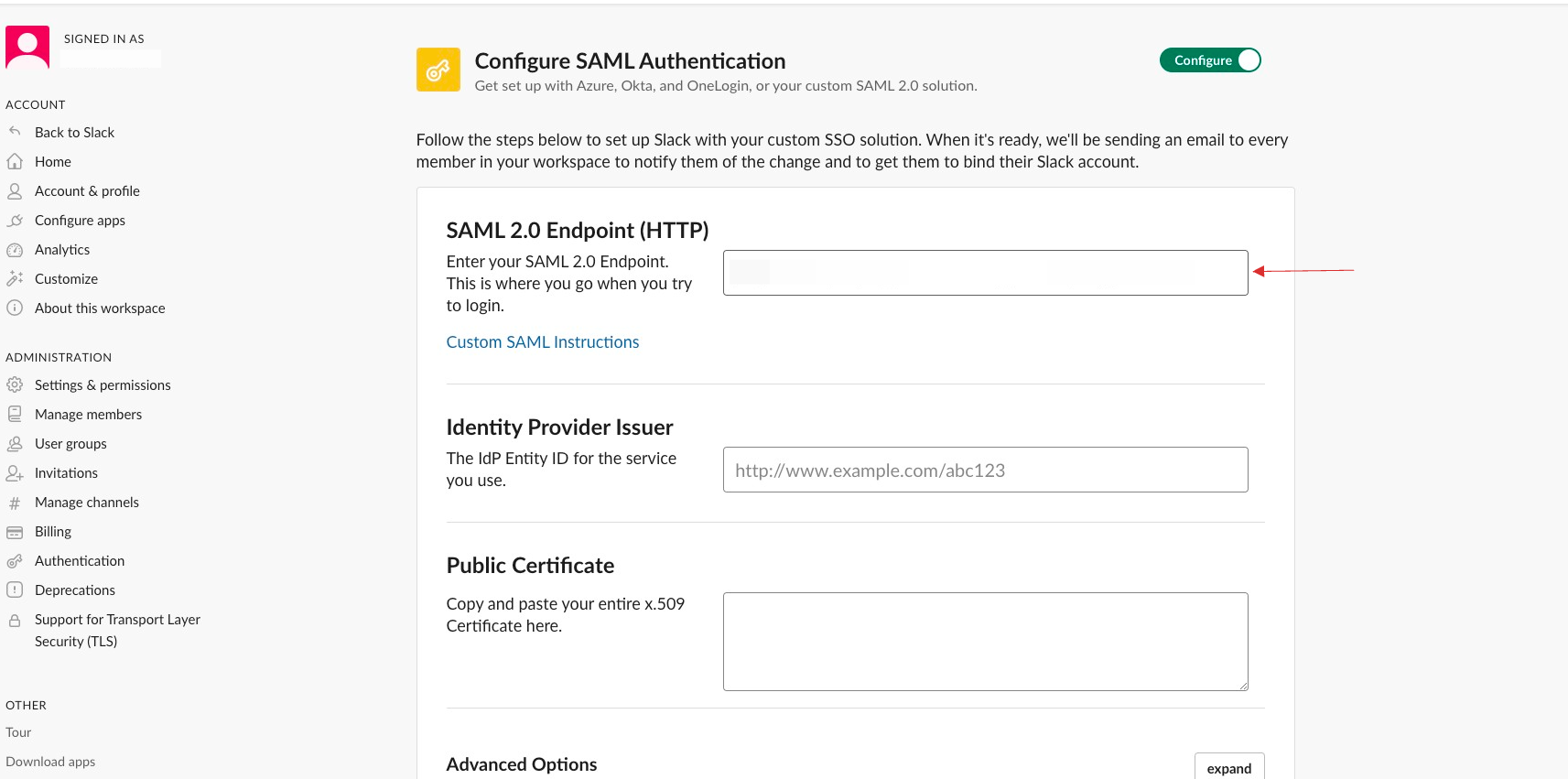 SAML 2.0 Endpoint(HTTP)