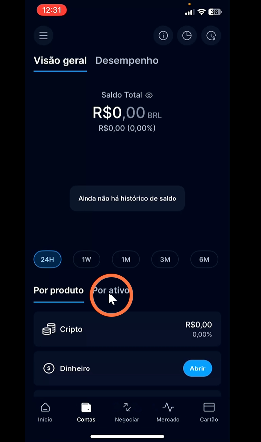 Selecione a opção Por ativo