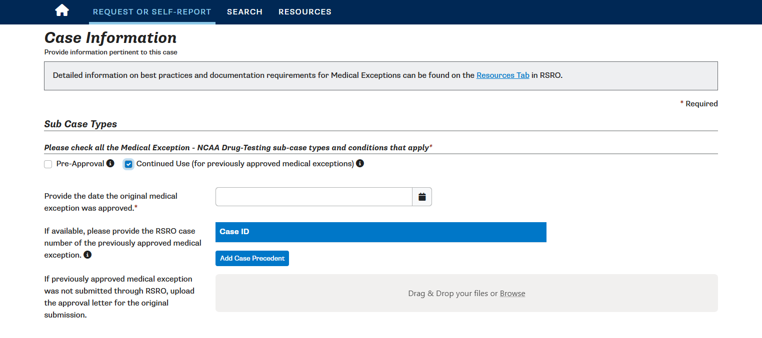 Provide the date the original medical exception was approved. If not originally approved through RSRO, upload approval letter for the submission.
