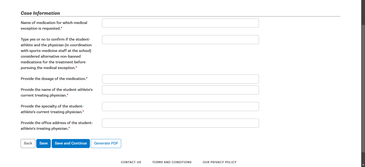 Enter Case Information.