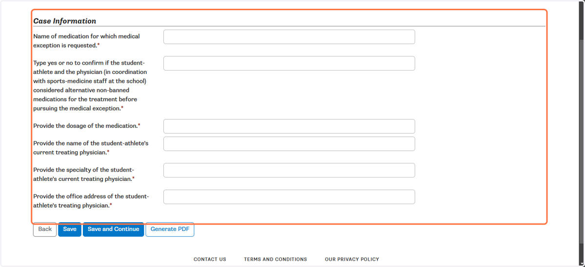 Enter Case Information.