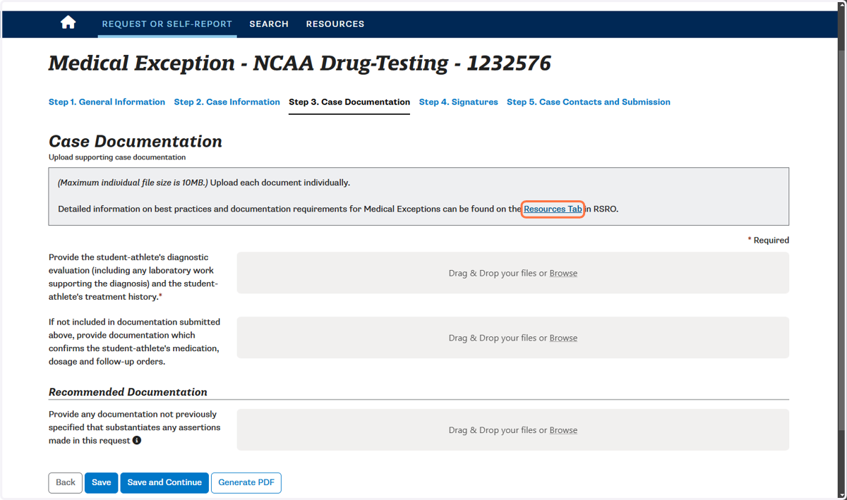 Visit the Resources Tab for detailed information on best practices and documentation requirements.