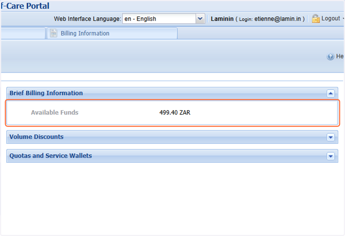 On the Dashboard tab you can see your Available Funds