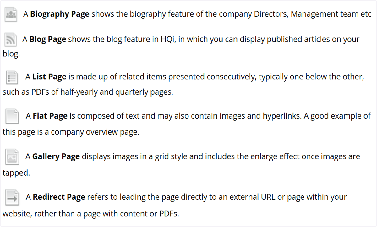 Page Types: