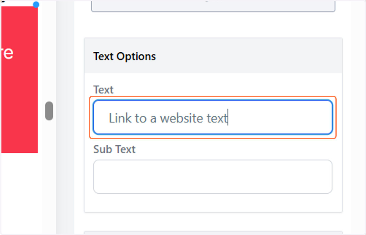 Change the text in "Text Options"