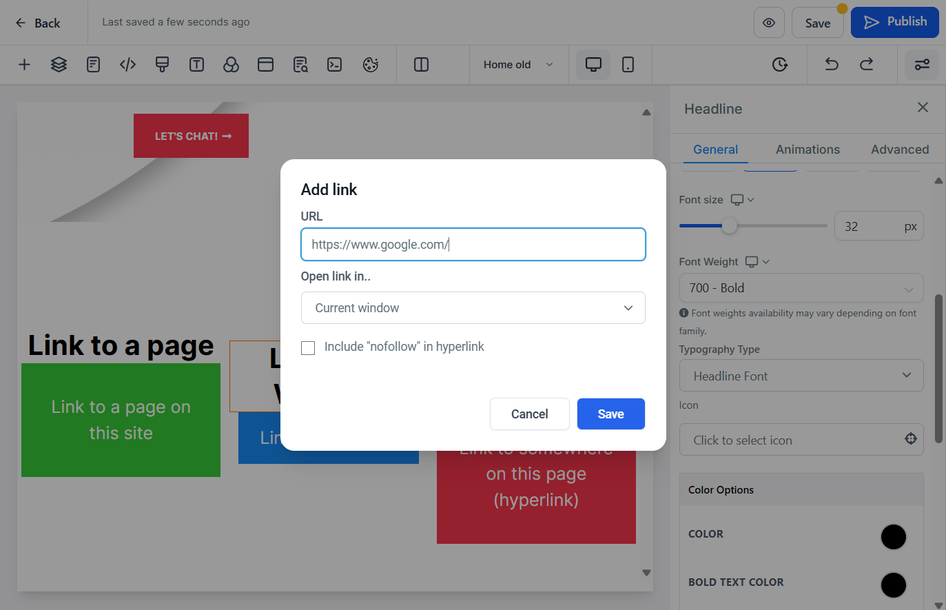 Type the page url in full, including the http://