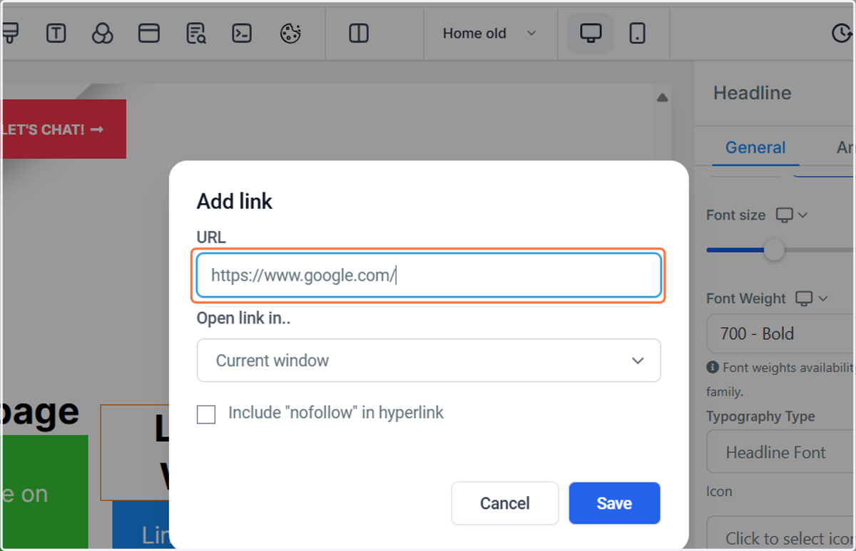 Type the page url in full, including the http://
