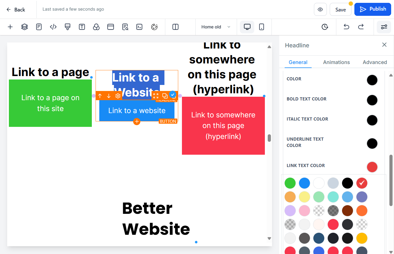 To edit a button - Click on the button