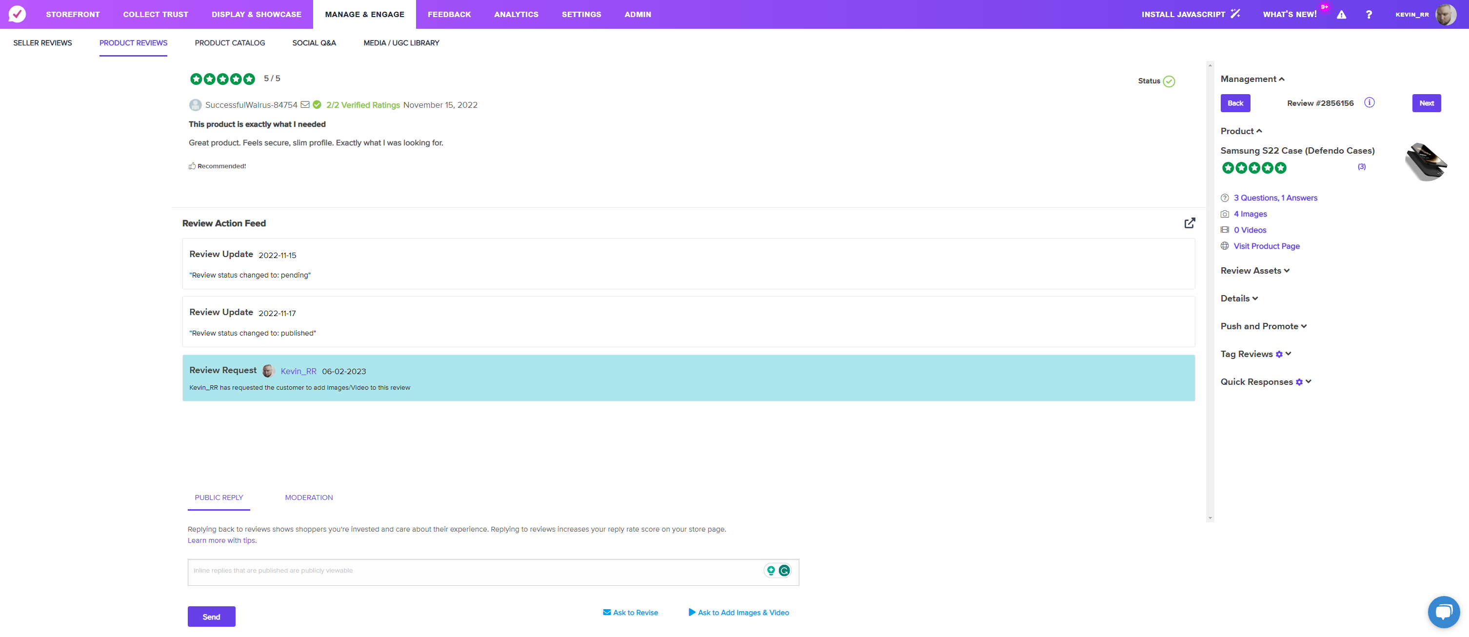 Click on Review Assets to verify if UGC has previously been uploaded