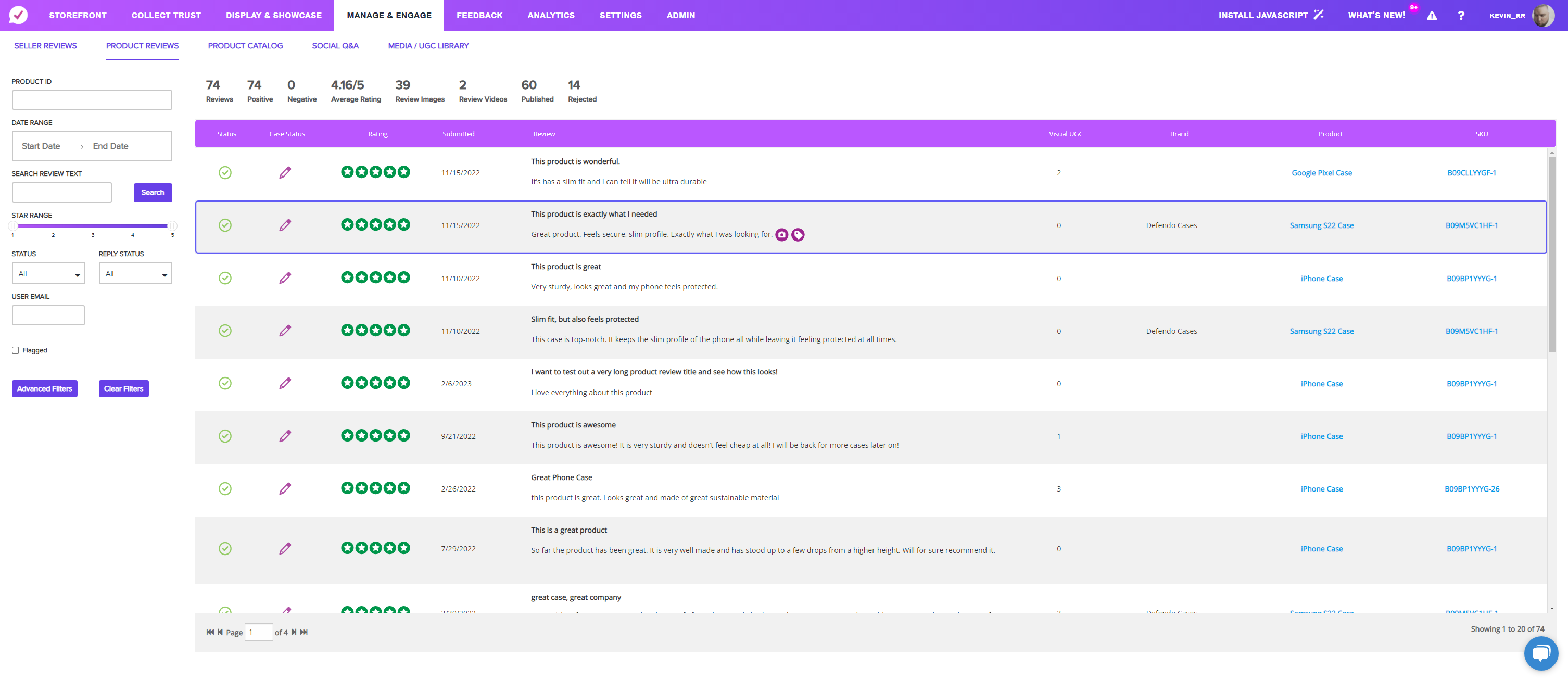 Find a review and click on the pencil to view the review
