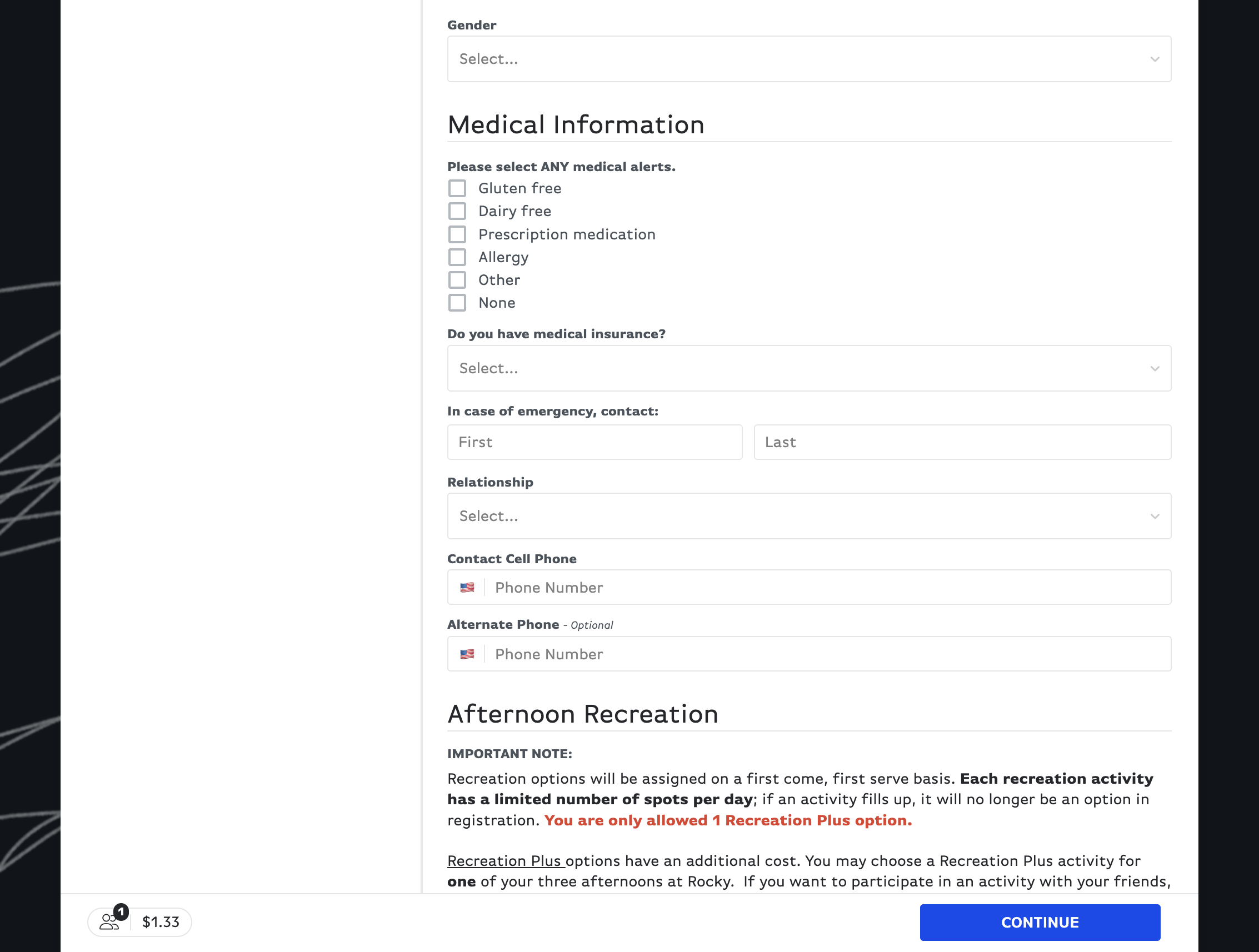 Fill out your Medical Information