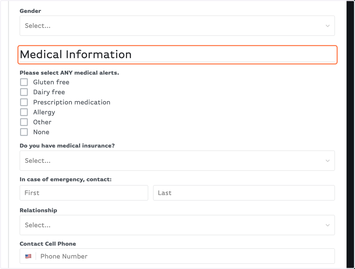 Fill out your Medical Information