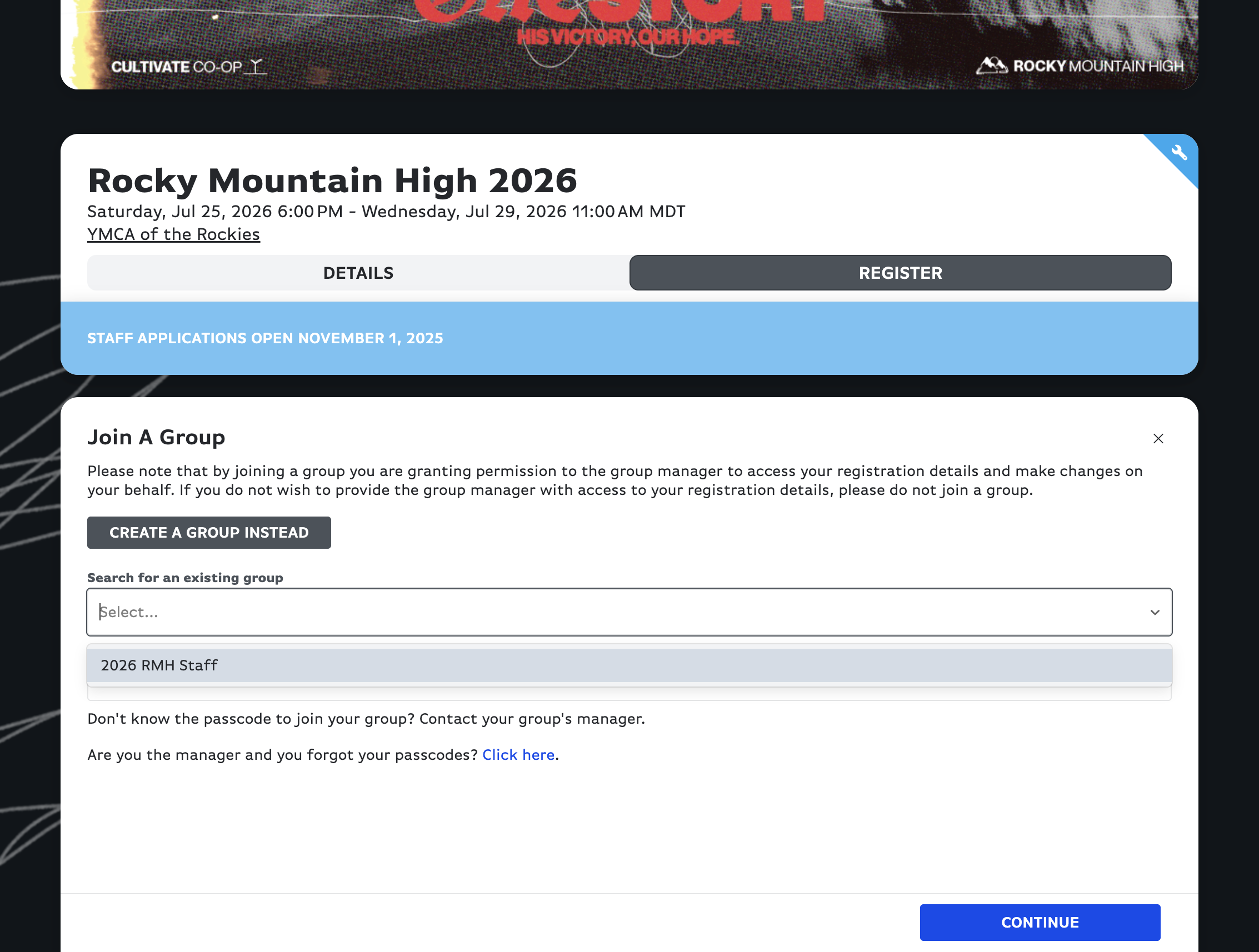 Select your group name