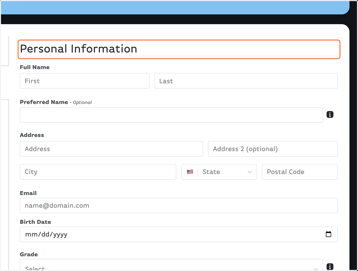 Fill out your Personal Information