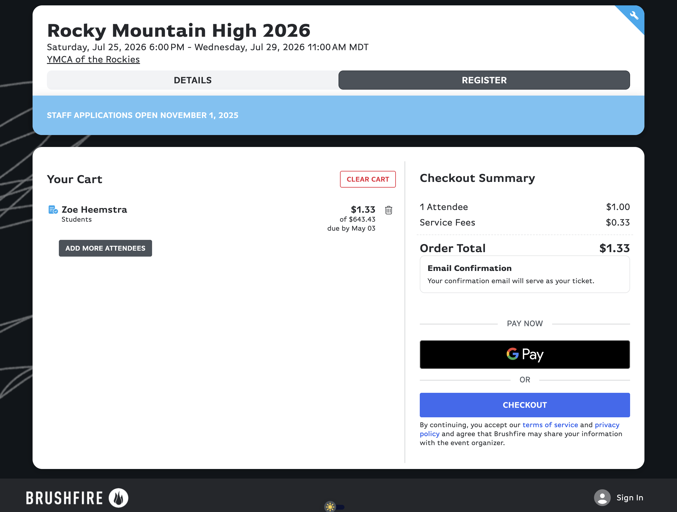 Click on CHECKOUT