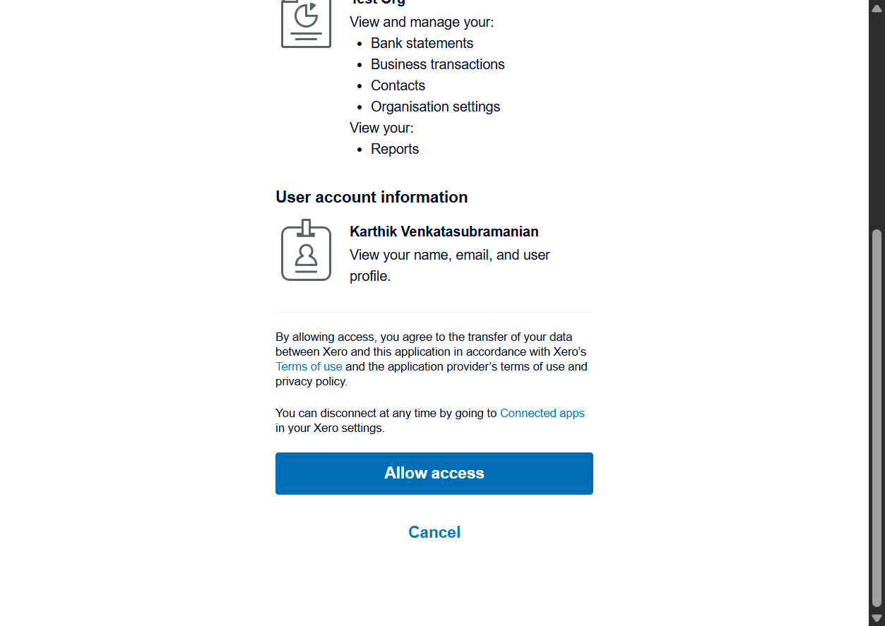 Click on Allow access