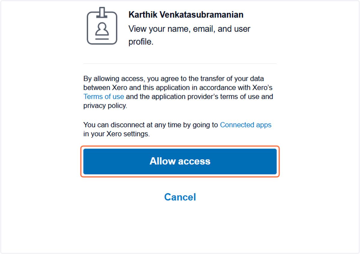 Click on Allow access