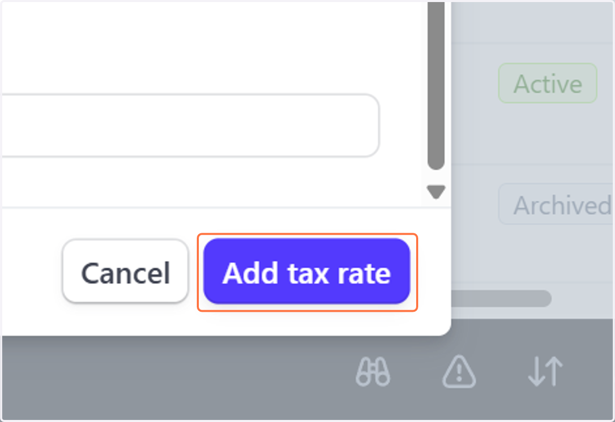 Click on Add tax rate