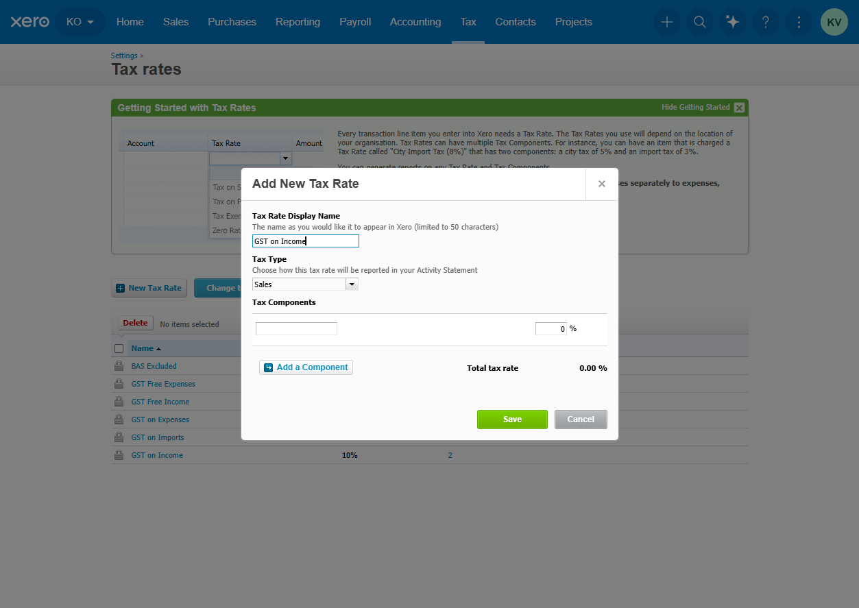 Paste "GST on Income" into input