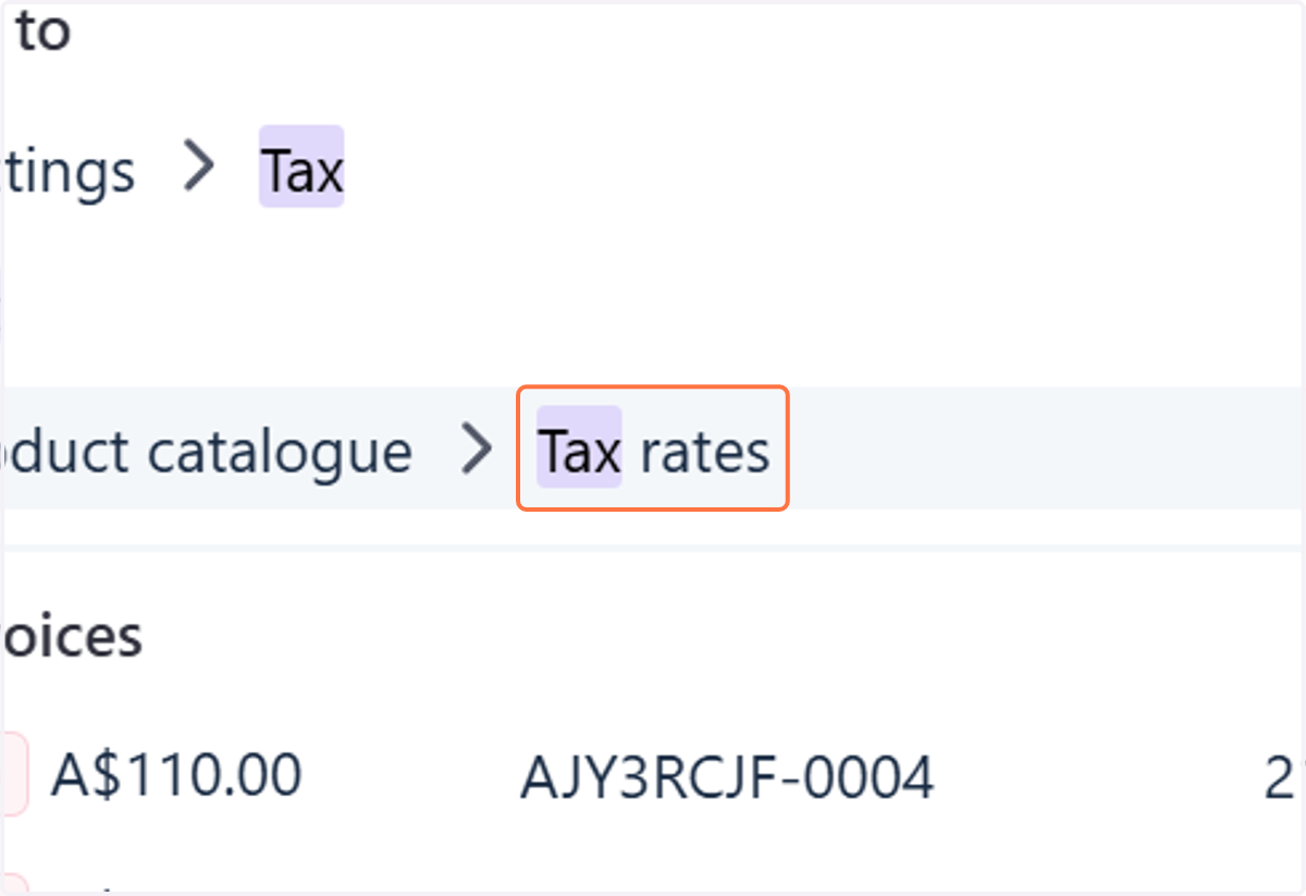 Click on Tax rates