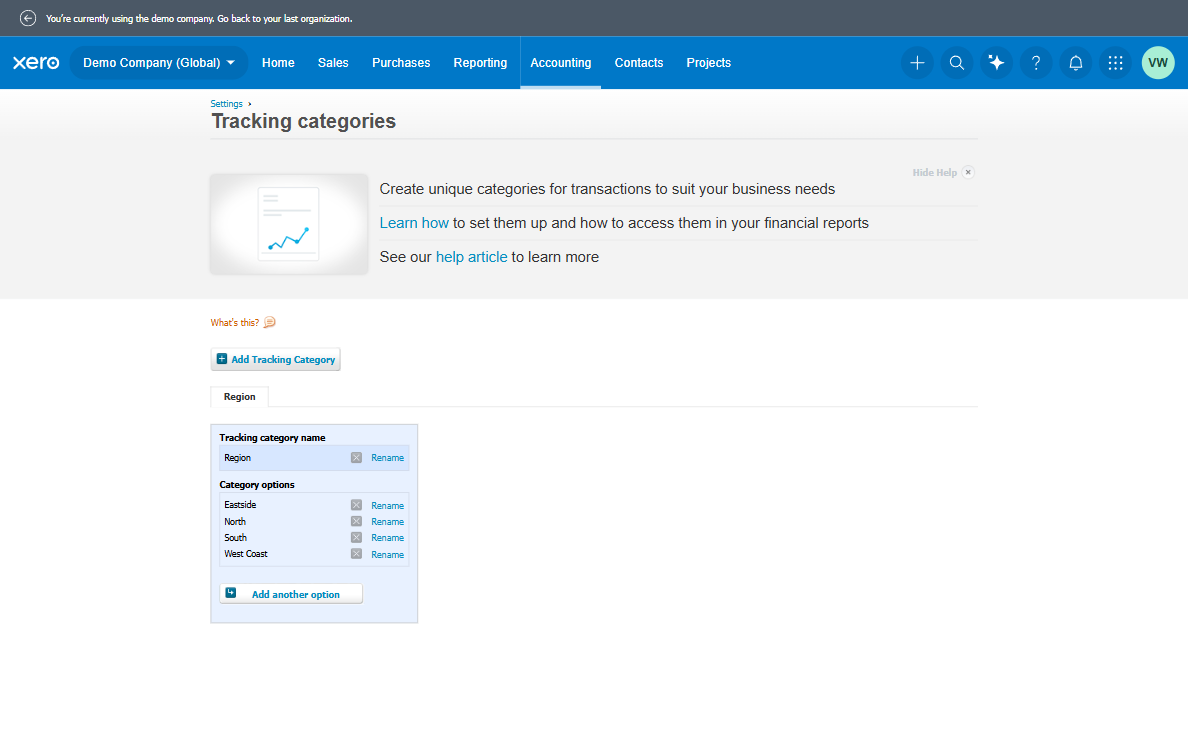 Click on Add Tracking Category
