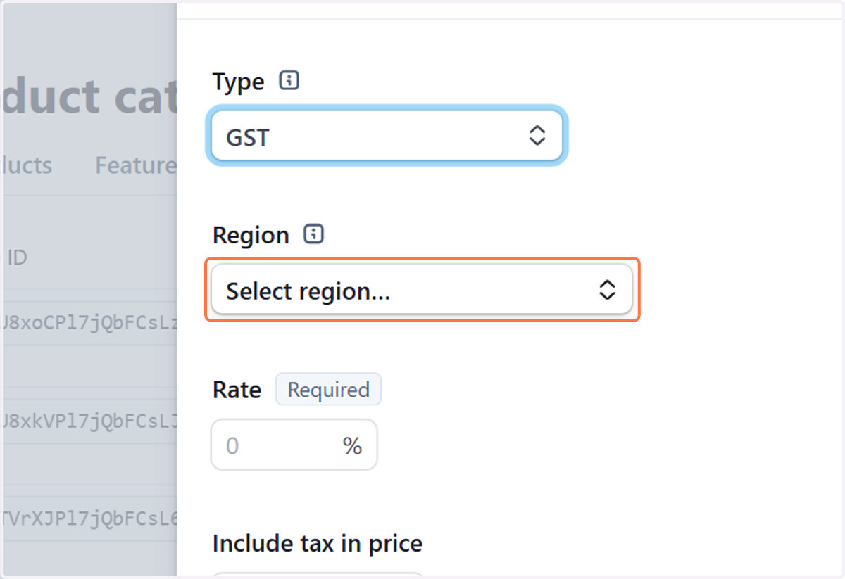 Click on Select region…