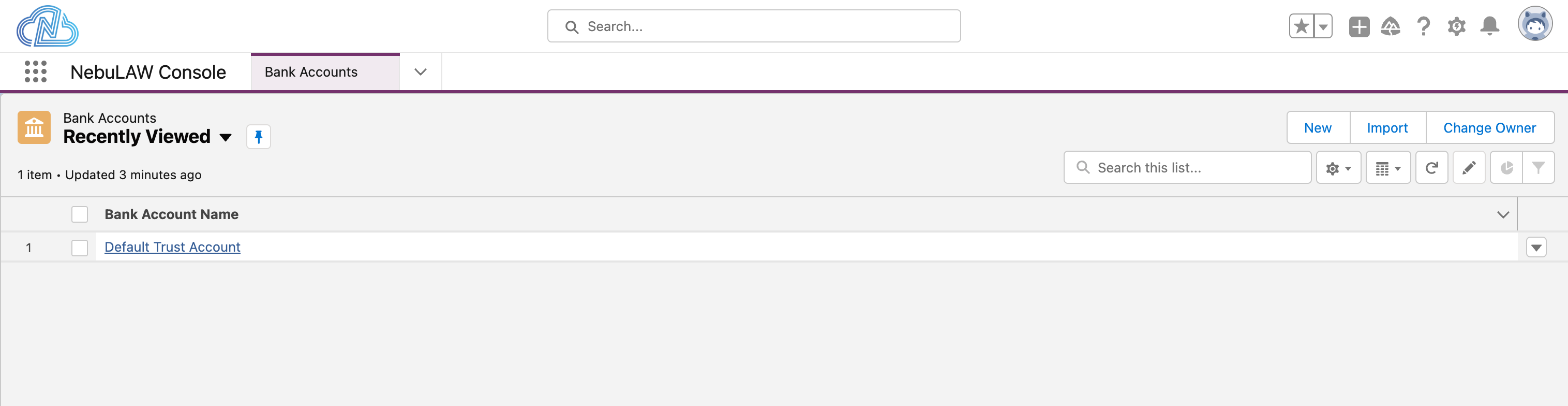 Select a Bank Account to create a reconciliation from
