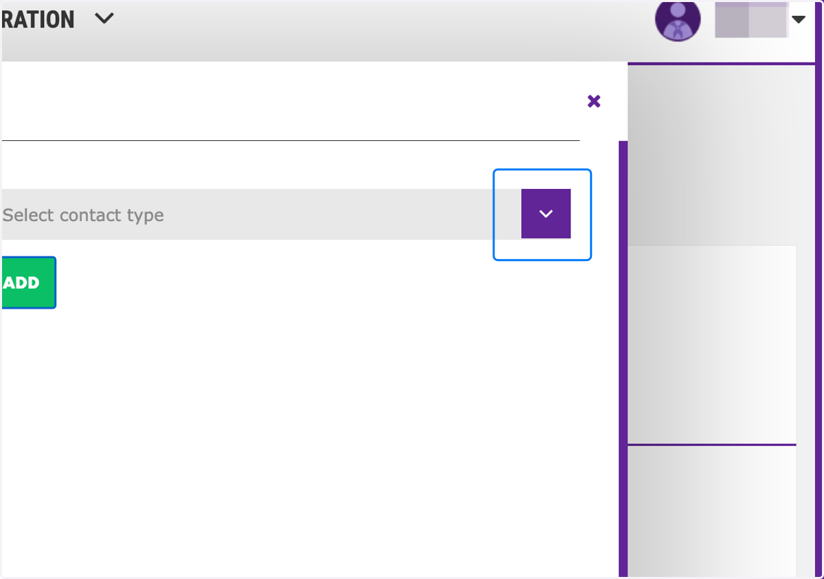 Click on the dropdown to select contact type