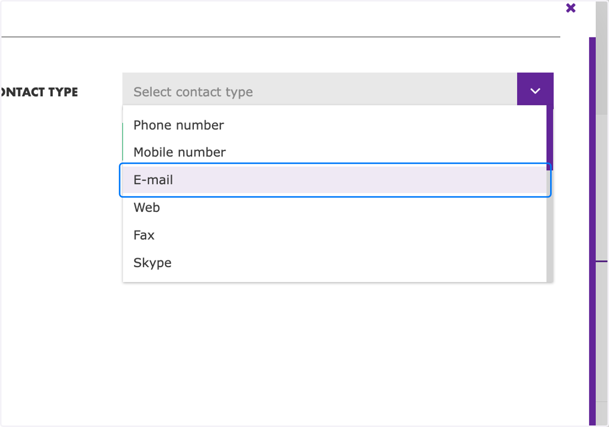 Select the contact type